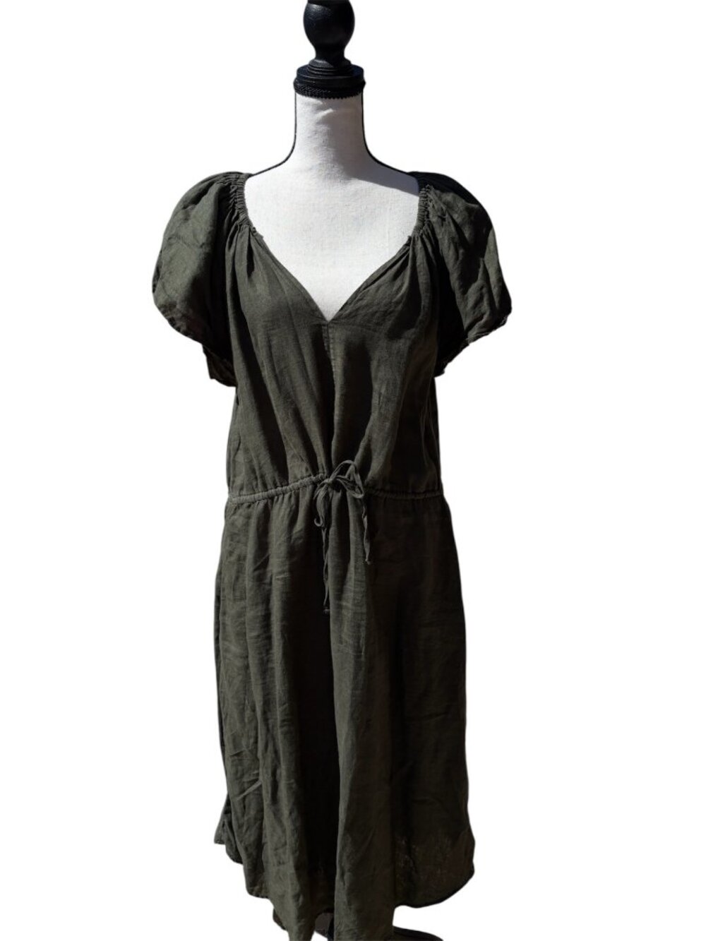 Linen Dress Velvet By Graham & Spencer V-neck Scooped Hemline Maxi